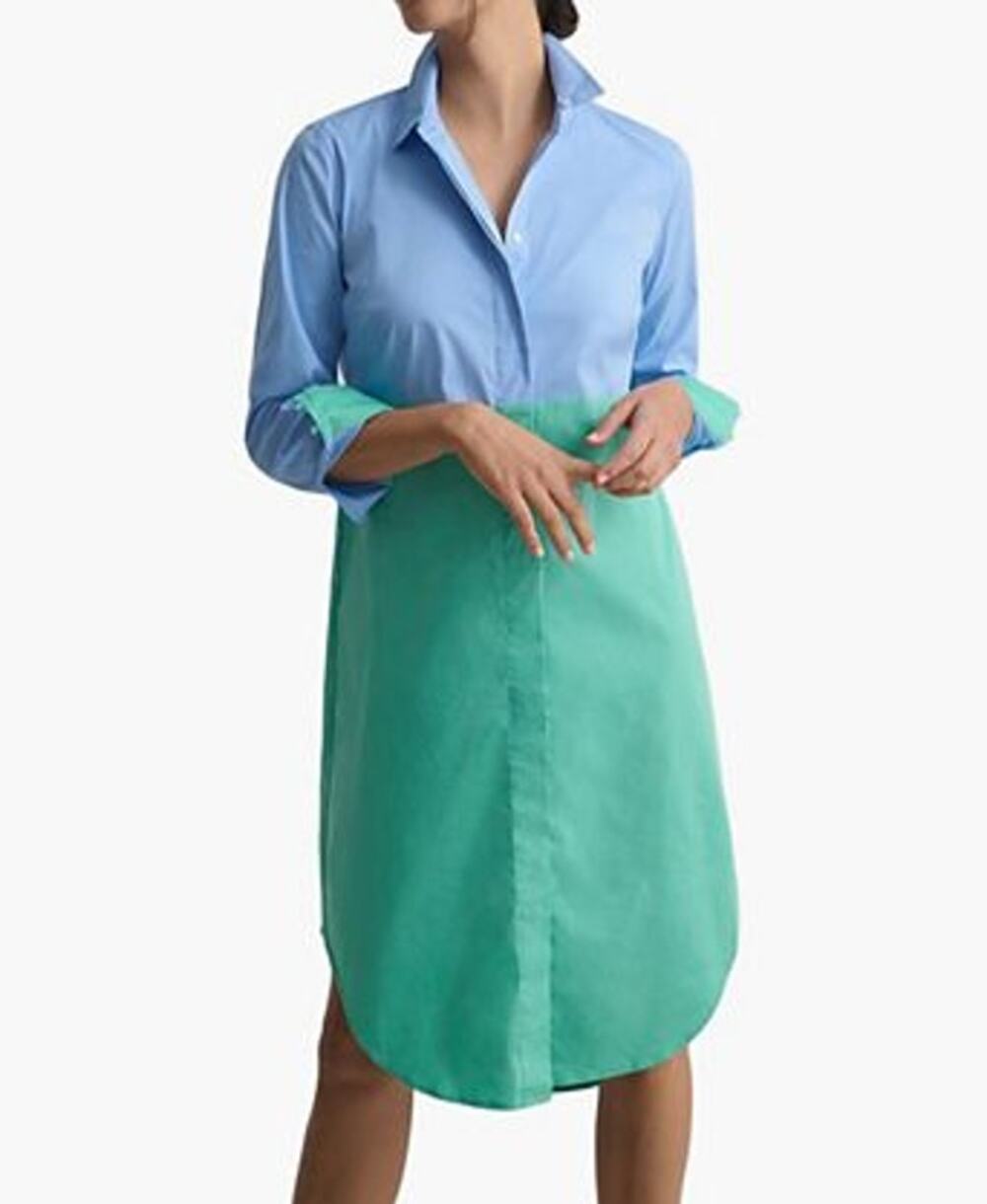 UNTUCKit Meryl Dress Women's Blue Green Colorblock Long Sleeve Plus Size 18